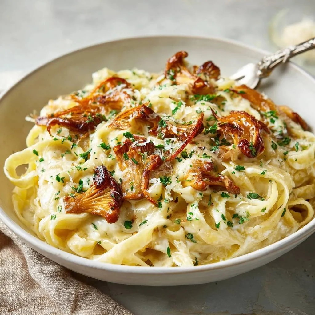 Creamy Mushroom Pasta with Crispy Edges - recipe image