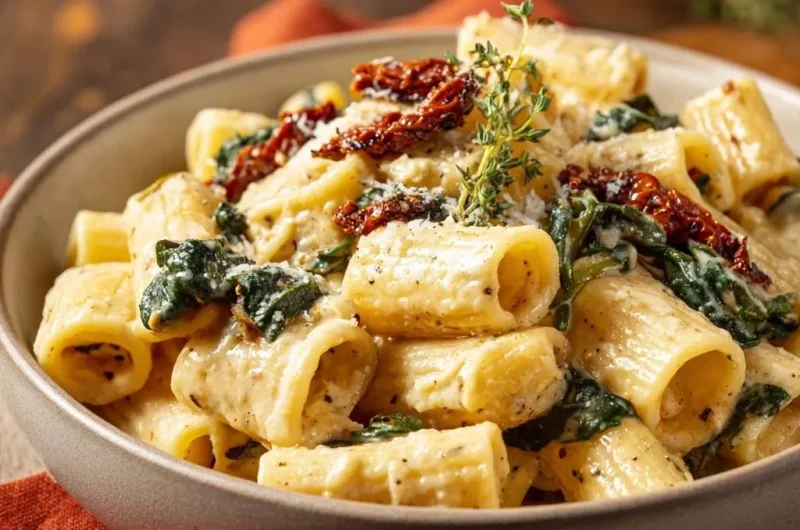 Creamy Sun-Dried Tomato Spinach Rigatoni