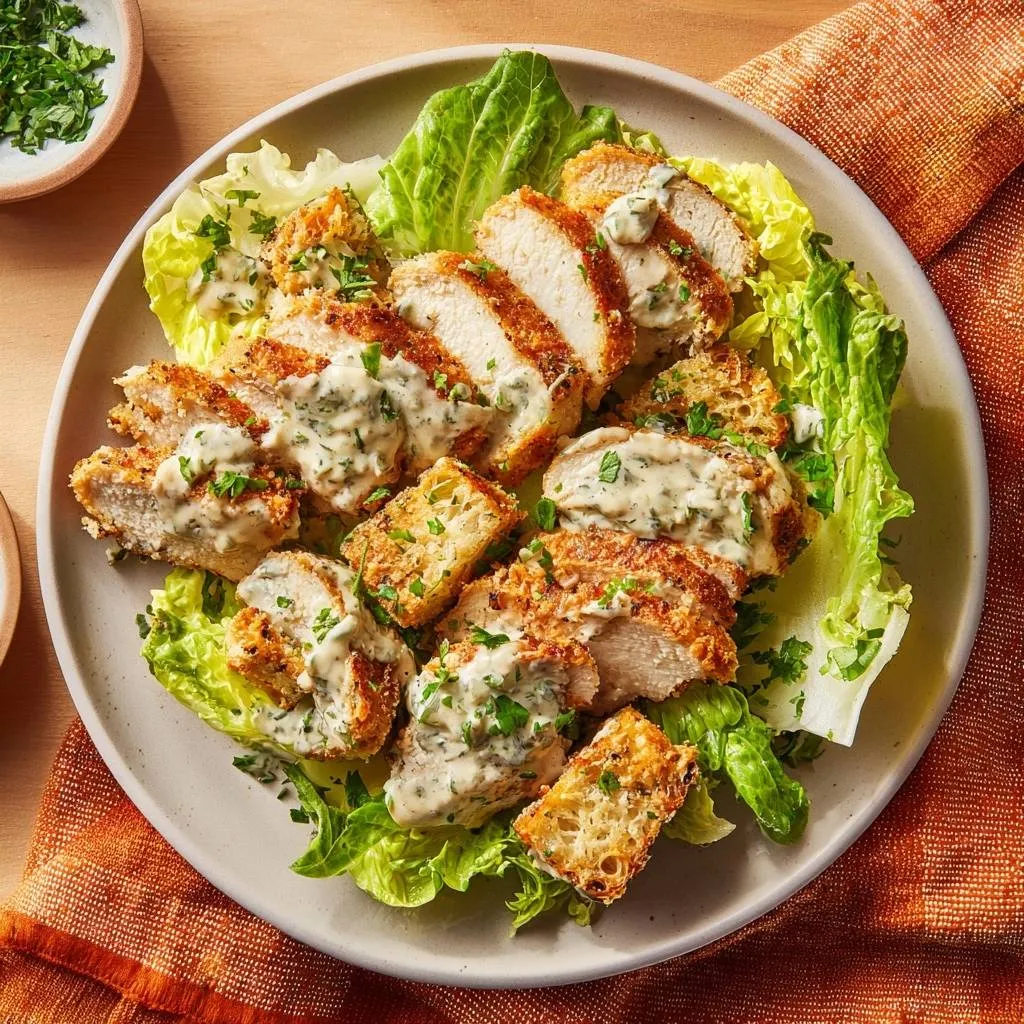 Crispy Breaded Chicken with Creamy Herb Sauce - recipe image