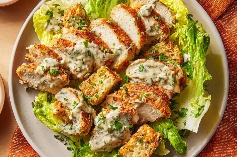 Crispy Breaded Chicken with Creamy Herb Sauce