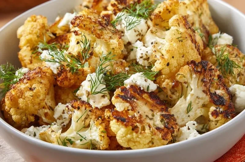Crispy Roasted Cauliflower with Feta and Dill