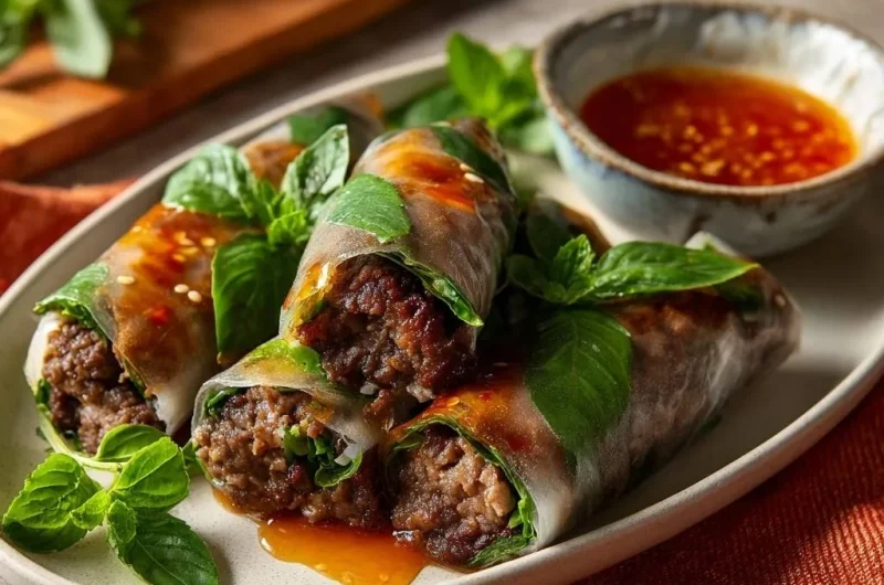 Glazed Beef Spring Rolls