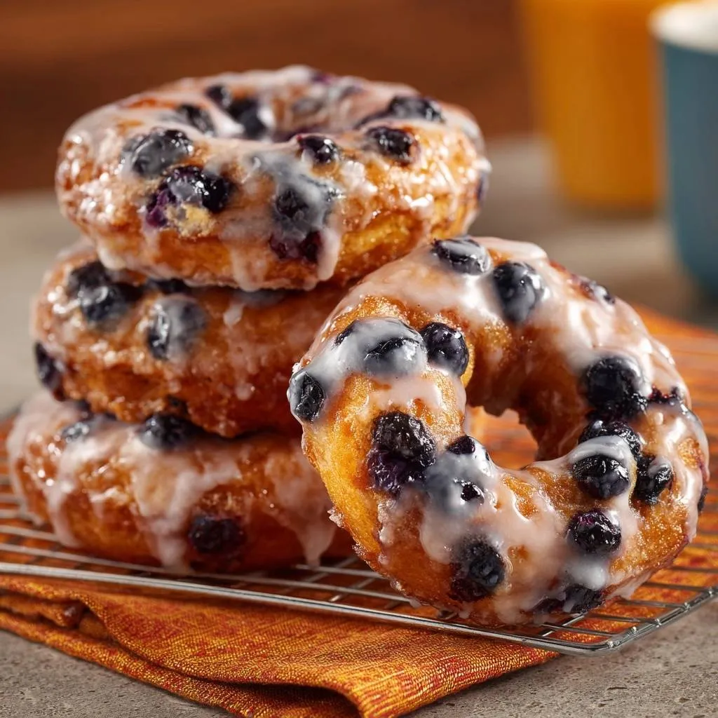 Glazed Blueberry Donuts: Fluffy Berry Perfection - recipe image