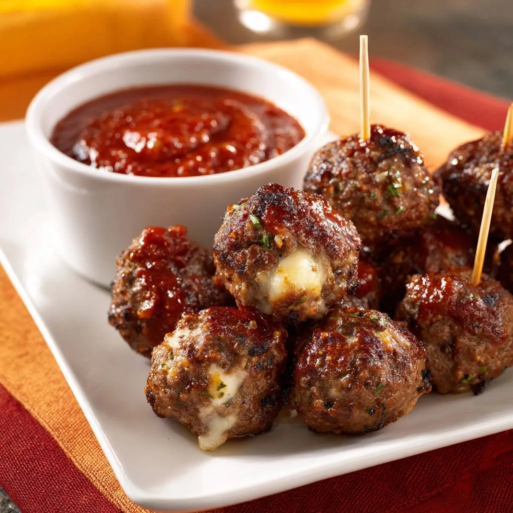 Glazed Cheese-Stuffed Appetizer Meatballs: Guaranteed Gooey Centers - recipe image