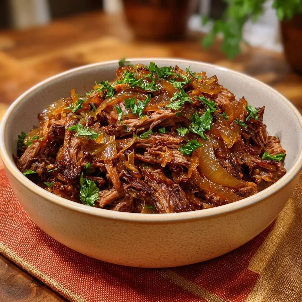 Juicy Shredded Beef with Caramelized Onions - recipe image