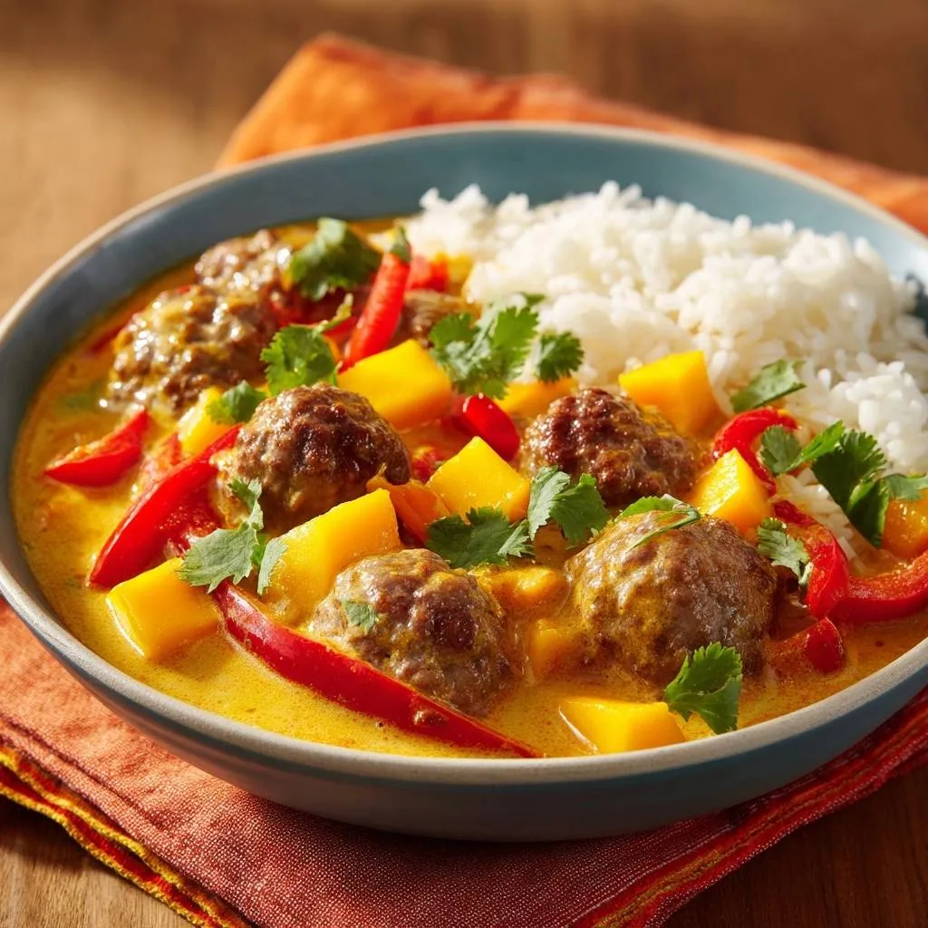 Mango Curry Meatballs: Juicy, Tender Perfection - recipe image