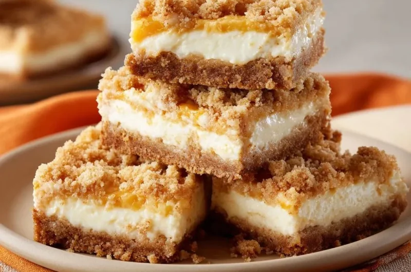 Peach Streusel Cheesecake Bars