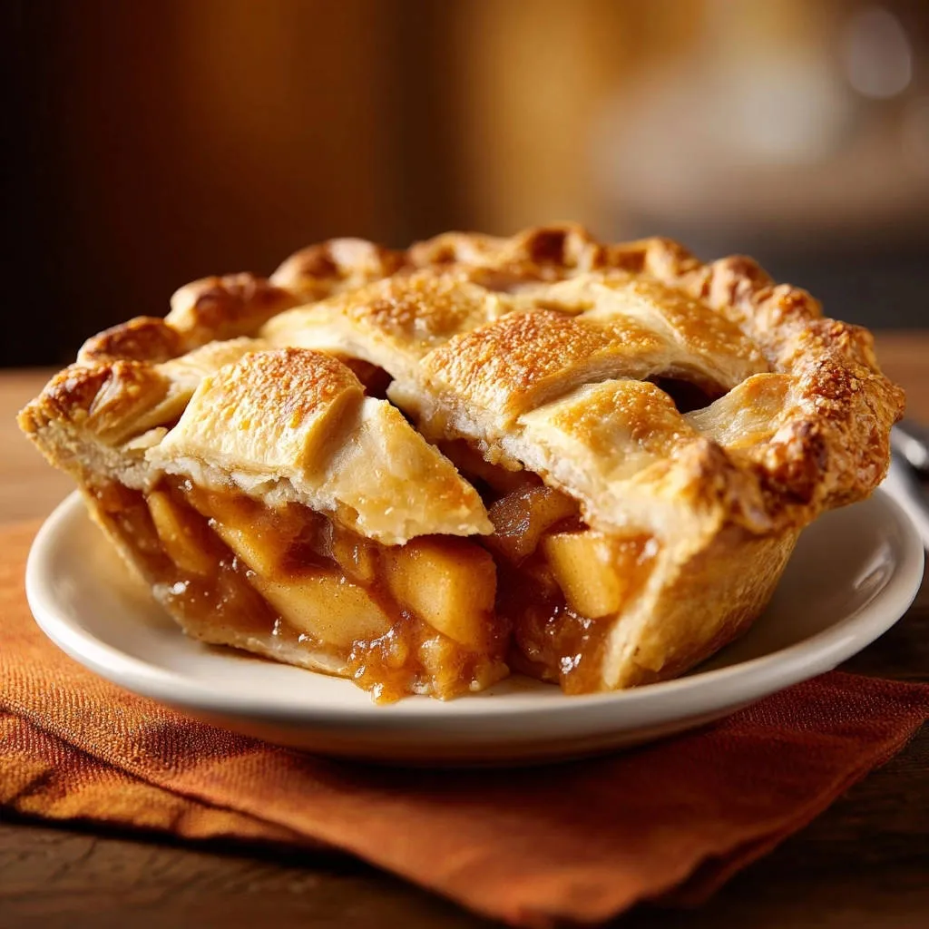 Personal mini apple pies cross-section showing the flaky crust and tender apple filling.