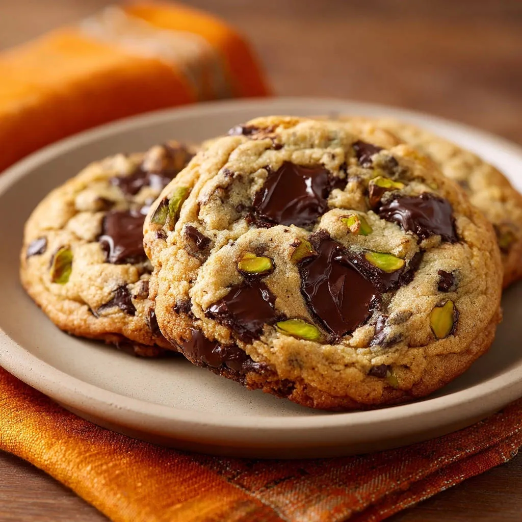Pistachio Dark Chocolate Chunk Cookies: Bakery-Style Thick & Chewy - recipe image
