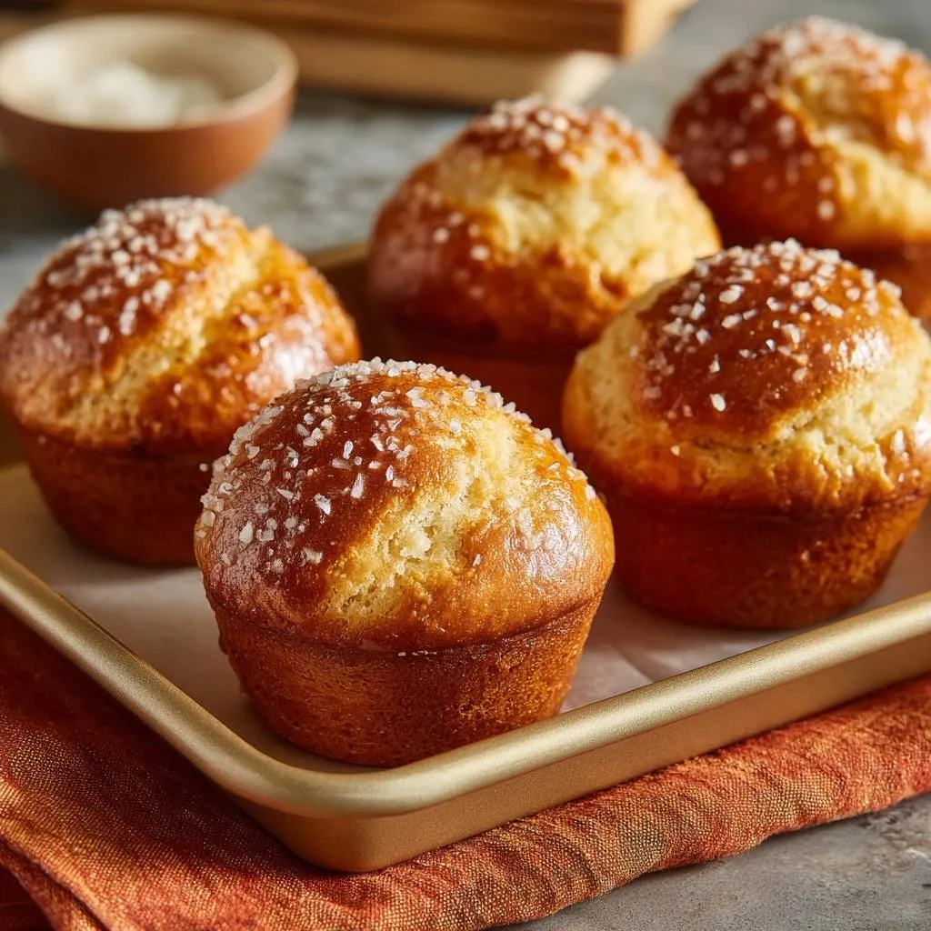 Salted top rolls with a close-up of the glistening topping and fluffy texture.