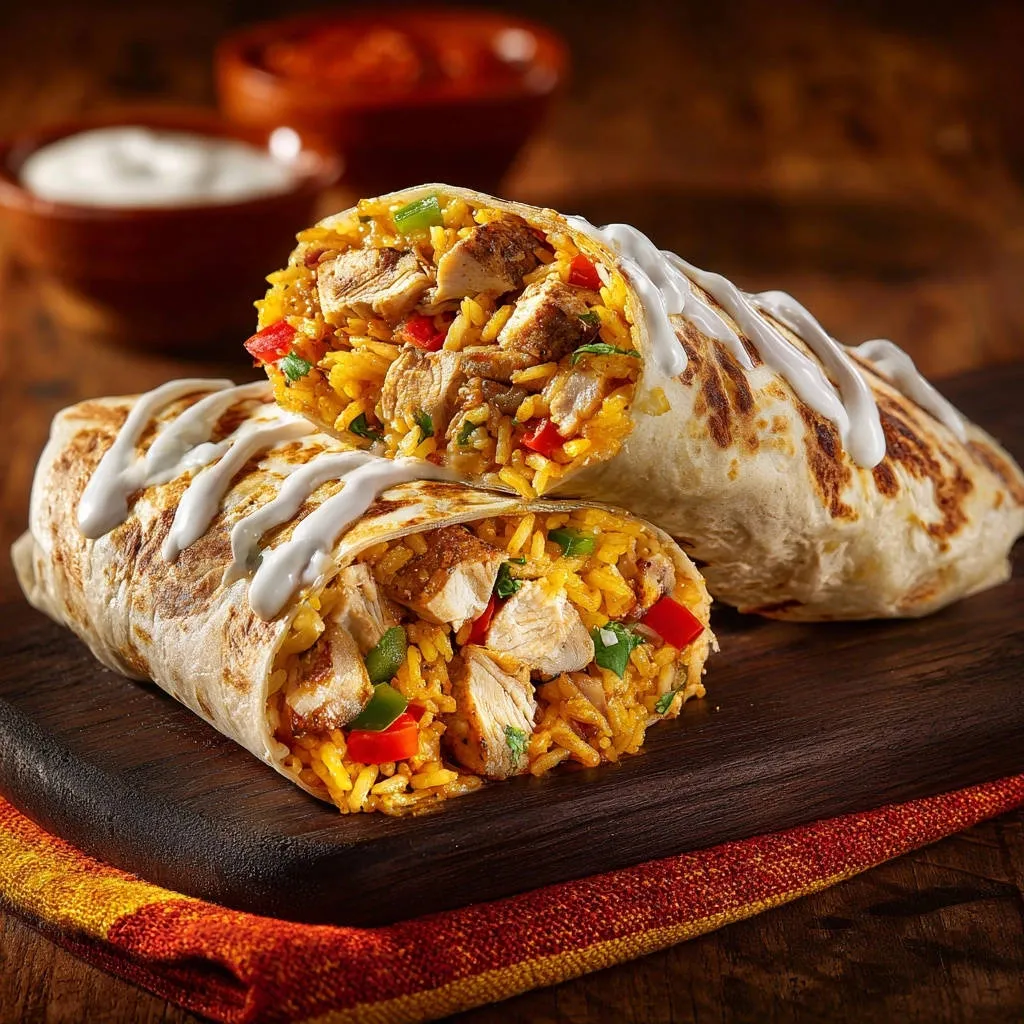 Spiced Chicken and Rice Burritos: The Perfect No-Tear Wrap - recipe image
