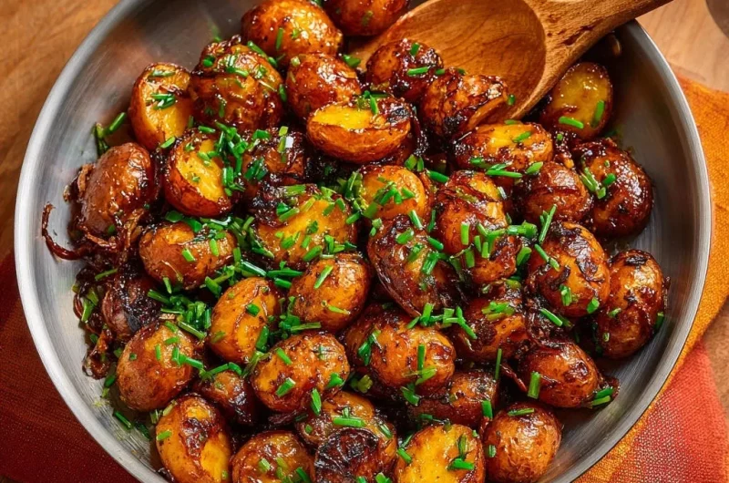 Sticky Garlic Glazed Baby Potatoes
