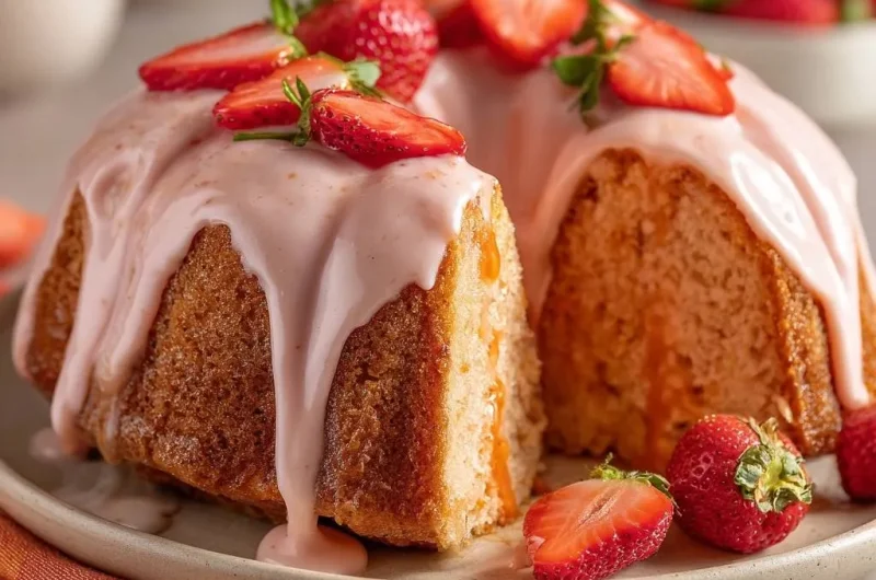 Strawberry Peach Bundt Cake