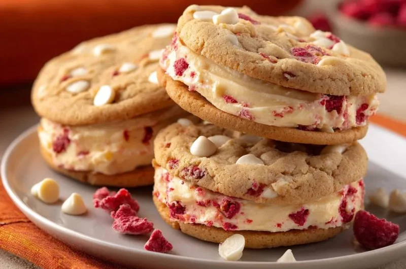 White Chocolate Raspberry Ice Cream Sandwiches