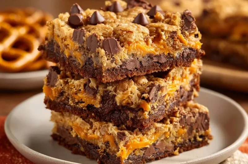 Caramel Pretzel Oat Bars