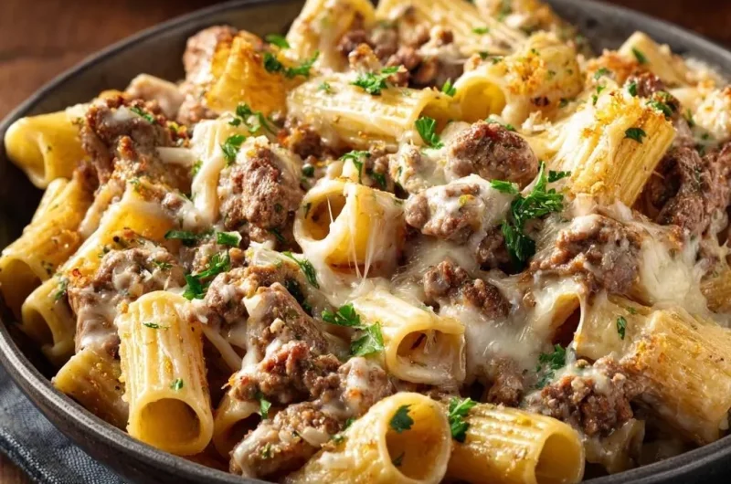 Cheesy Beef Rigatoni Bake