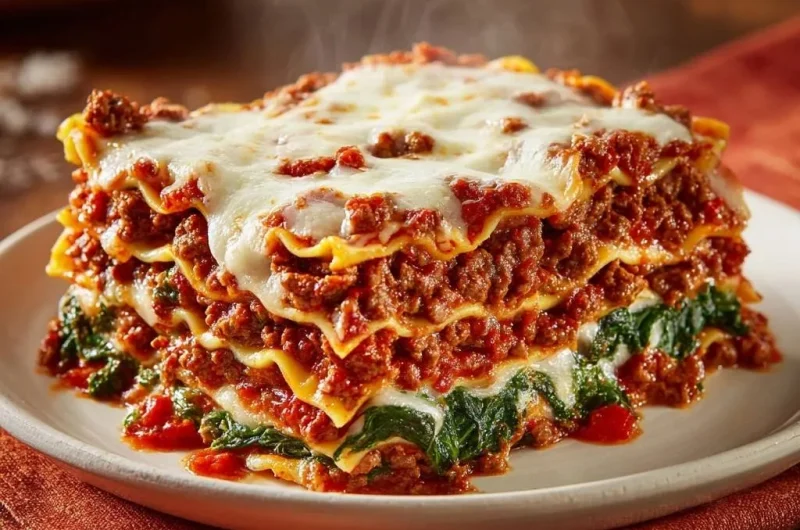 Cheesy Beef Spinach Lasagna