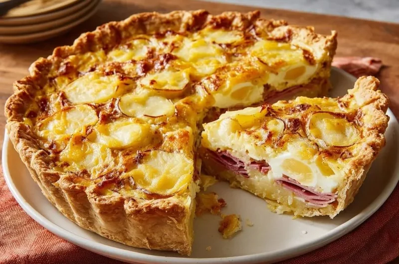 Cheesy Ham and Potato Quiche