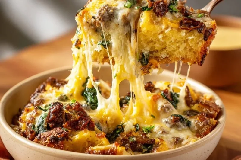 Cheesy Sausage Spinach Cornbread