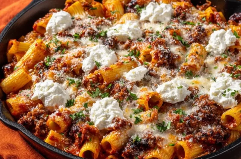 Cheesy Skillet Rigatoni Bake
