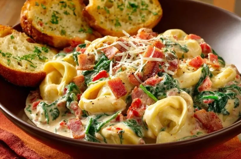 Creamy Bacon Spinach Tortellini