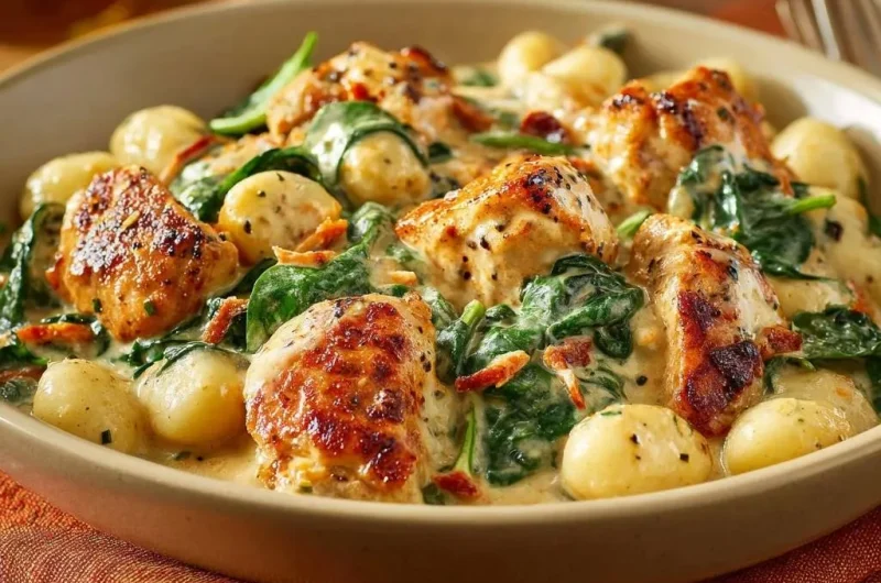 Creamy Chicken Gnocchi with Spinach and Bacon