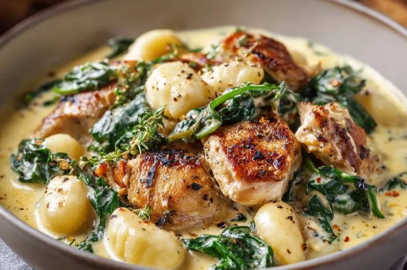 Creamy Chicken Gnocchi with Spinach