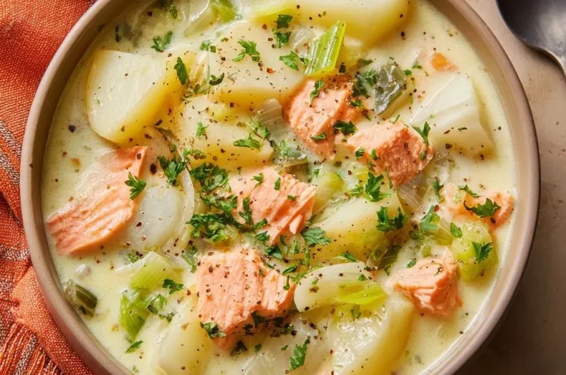 Creamy Salmon Potato Leek Chowder