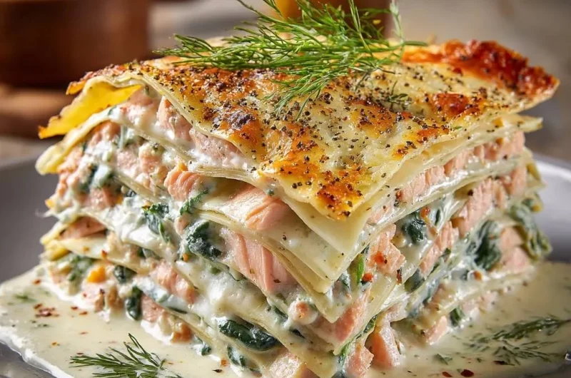 Creamy Salmon Spinach Lasagna