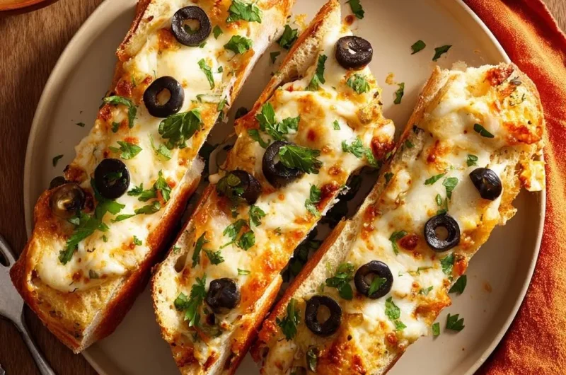 Crispy Cheesy Olive Baguette