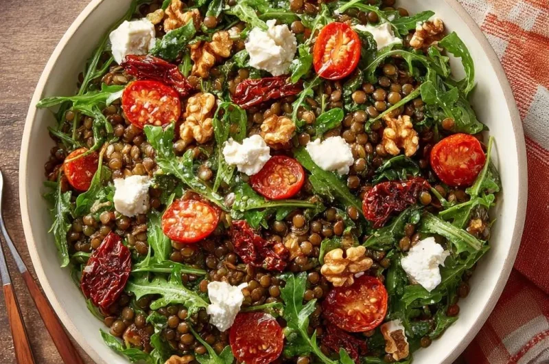 Crunchy Walnut Lentil Arugula Salad