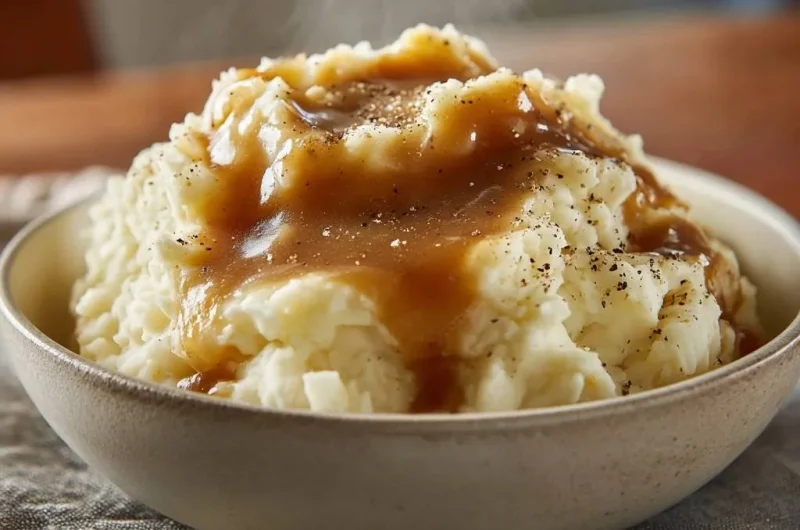 Fluffy Mashed Potatoes with Gravy
