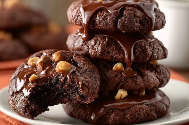 Fudgy Chocolate Hazelnut Cookies