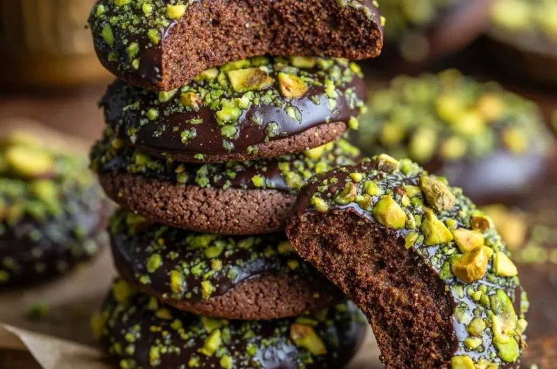Fudgy Chocolate Pistachio Cookies