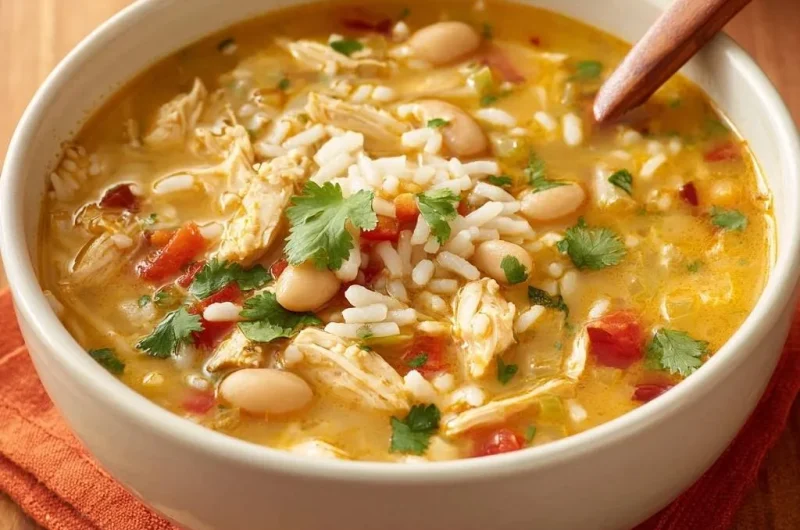 Hearty Chicken White Bean Rice Soup