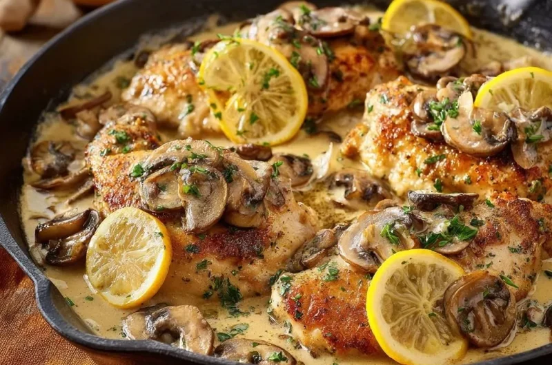 One-Pan Creamy Lemon Mushroom Chicken