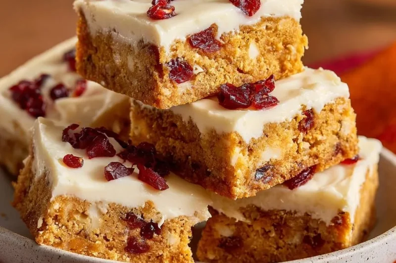 Pumpkin White Chocolate Cranberry Blondies