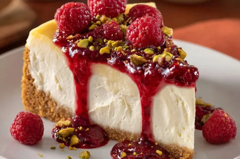 Raspberry Pistachio Cheesecake