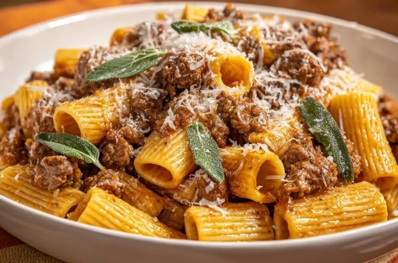 Rigatoni with Beef Ragu and Sage