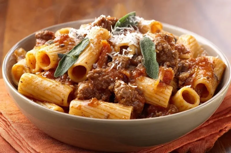 Rigatoni with Sage Beef Ragu