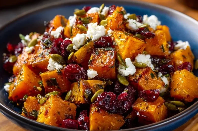 Roasted Butternut Squash Cranberry Feta Salad