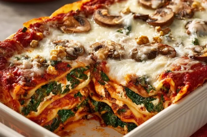 Spinach Mushroom Walnut Lasagna