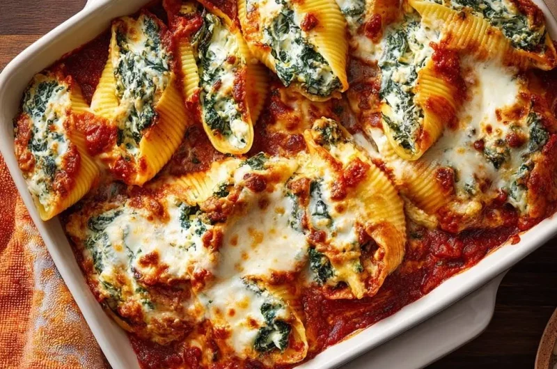 Spinach Ricotta Manicotti Bake