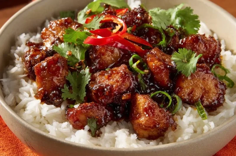 Sticky Chili Chicken Rice Bowl