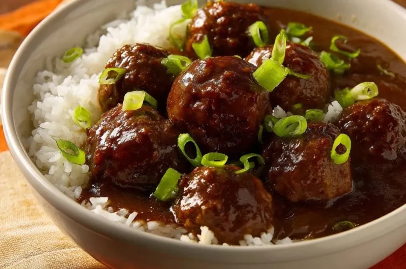 Teriyaki Meatballs over Rice