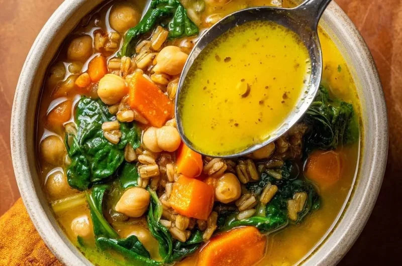 Turmeric Chickpea Farro Soup