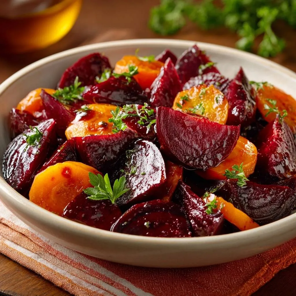 Balsamic Glazed Roasted Beets and Carrots - recipe image