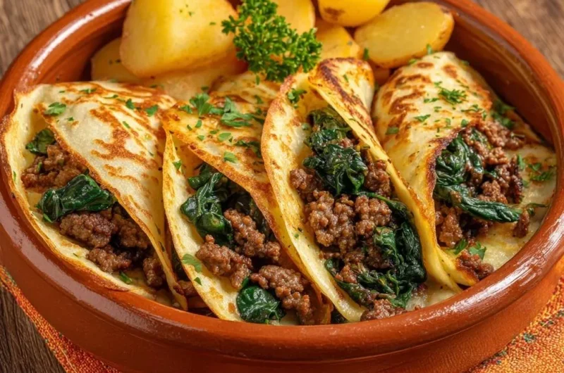 Beef and Spinach Crepes
