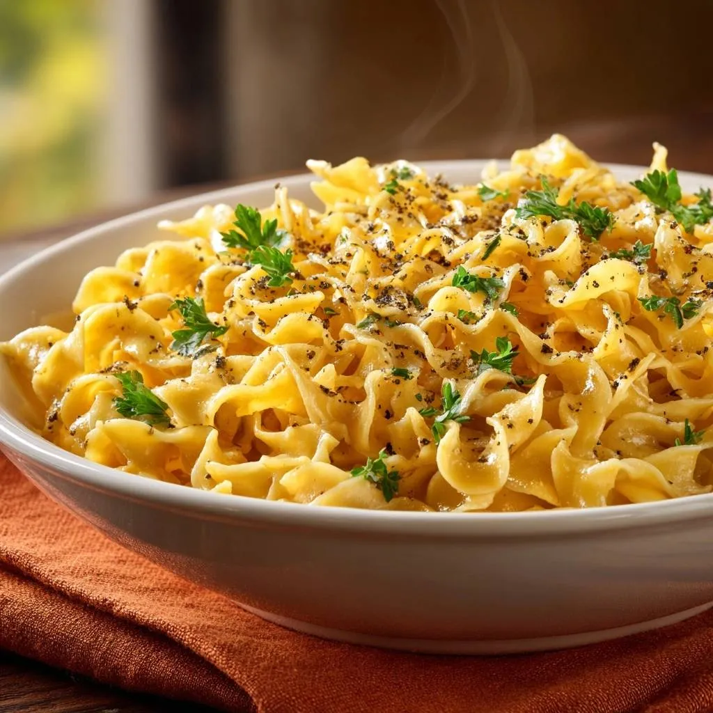 Buttery Parsley Pepper Egg Noodles Recipe - recipe image