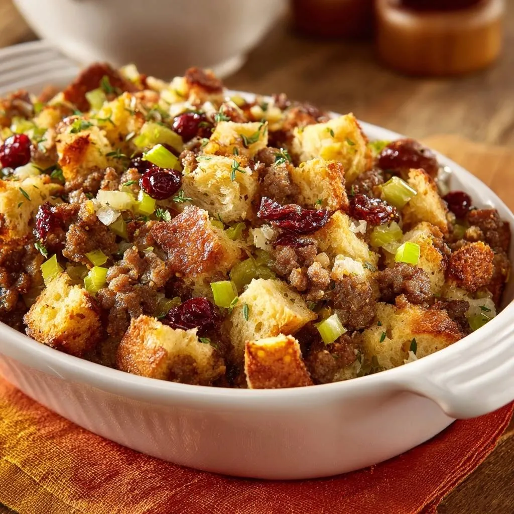Cranberry Turkey Sausage Stuffing Recipe - recipe image